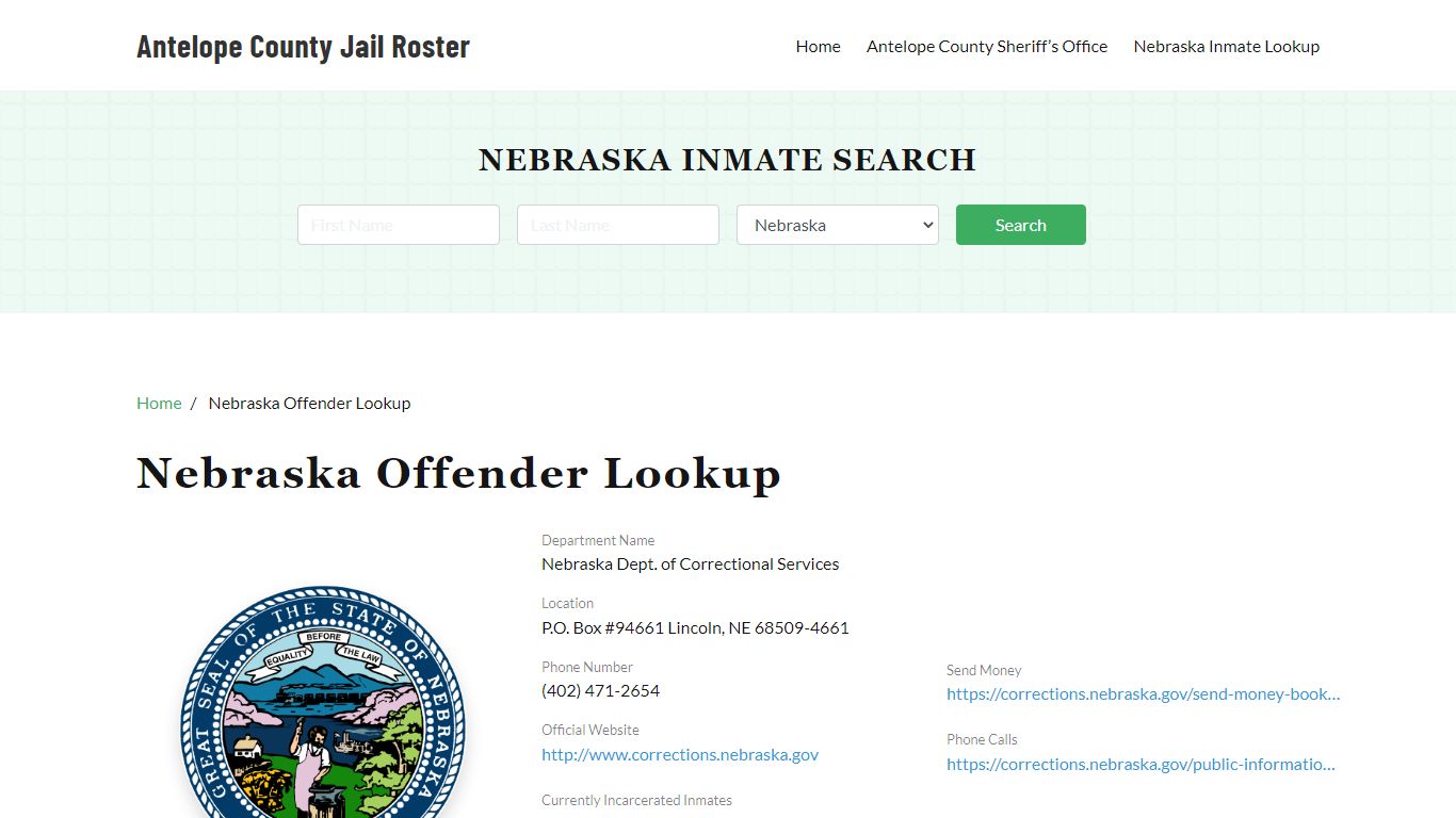 Nebraska Inmate Search, Jail Rosters - Antelope County Jail