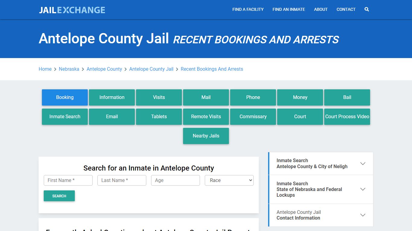 Antelope County Jail Recent Bookings And Arrests - Jail Exchange